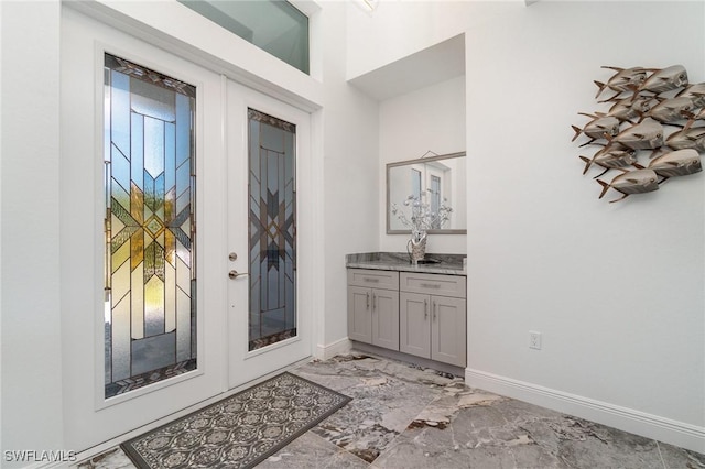 foyer featuring french doors