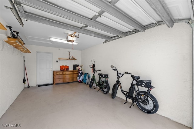 garage with a garage door opener