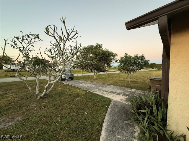 view of yard at dusk