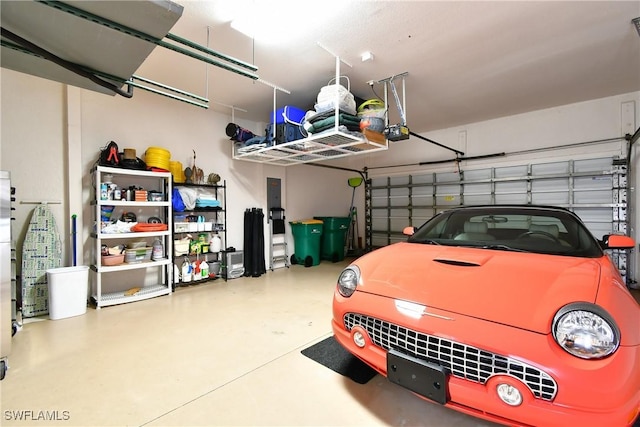 garage with a garage door opener