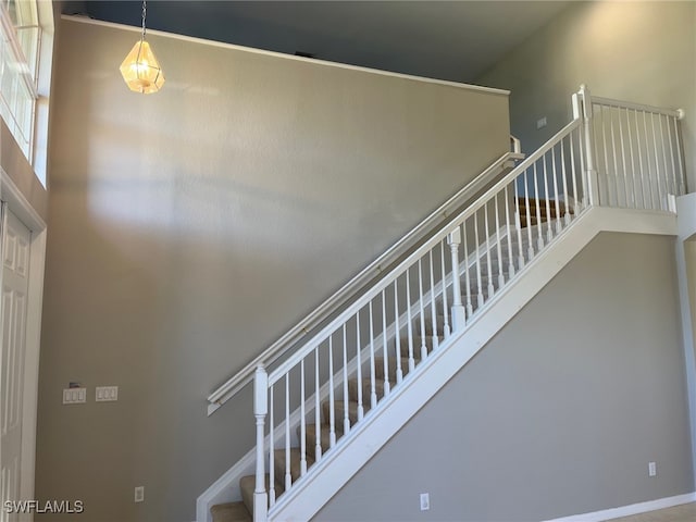 stairs with a high ceiling