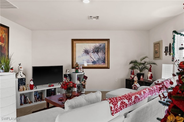 view of tiled living room