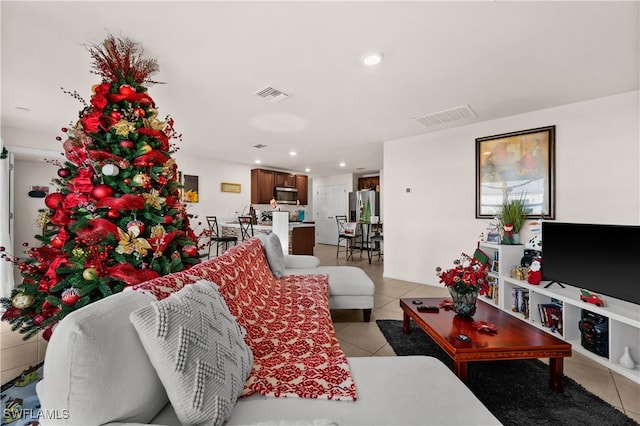 view of tiled living room