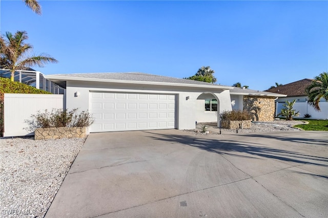 single story home with a garage