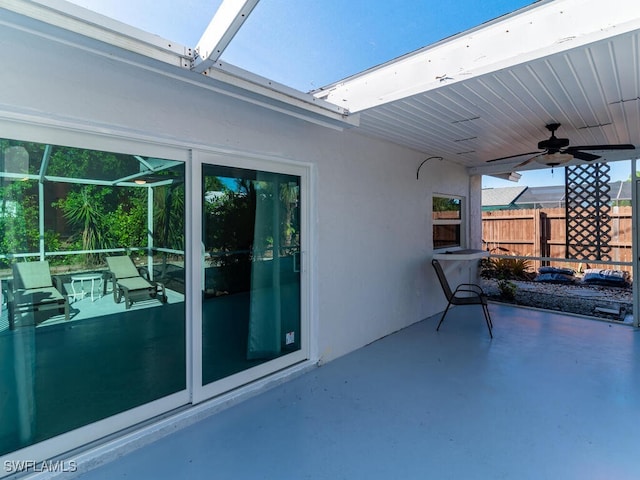 view of patio with ceiling fan