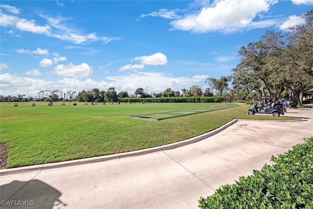 view of property's community featuring a yard