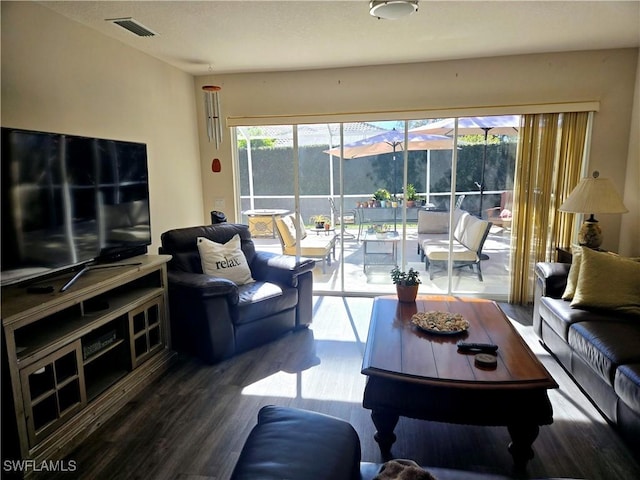 living room with wood-type flooring