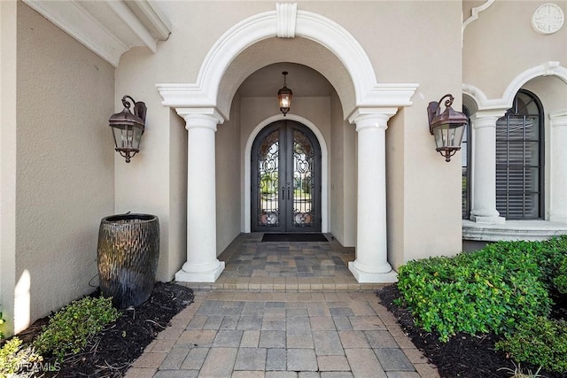 doorway to property with french doors