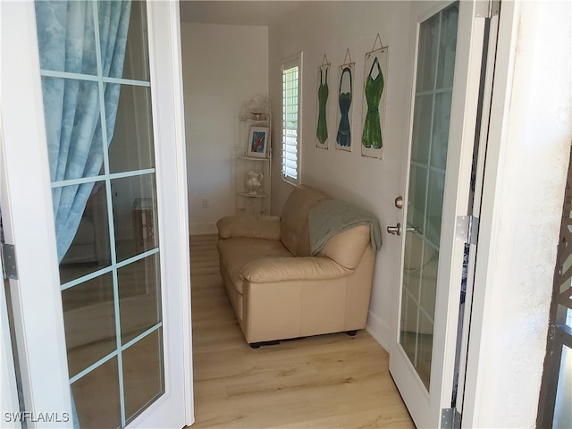 interior space with light hardwood / wood-style floors