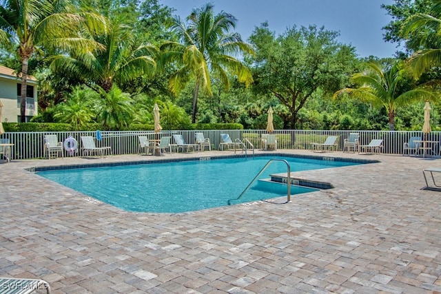 view of pool featuring a patio