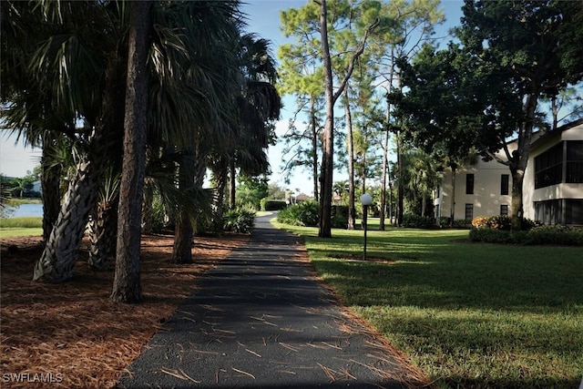 surrounding community featuring a yard and a water view