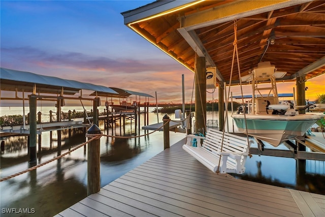 view of dock featuring a water view