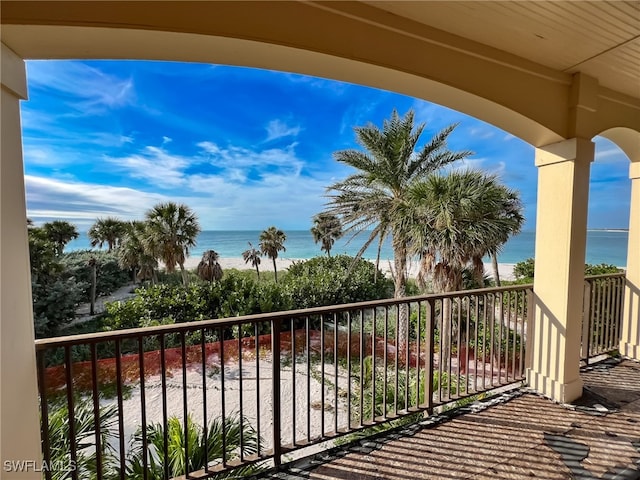 balcony with a water view