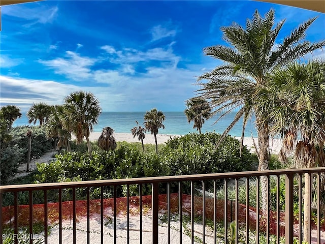 property view of water with a beach view