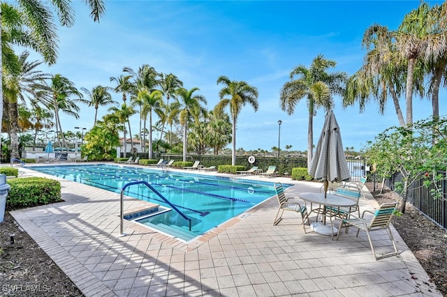 view of pool featuring a patio