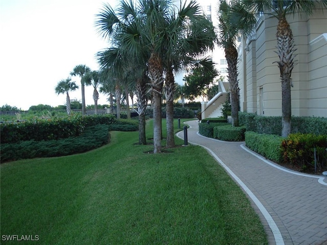 view of community featuring a lawn