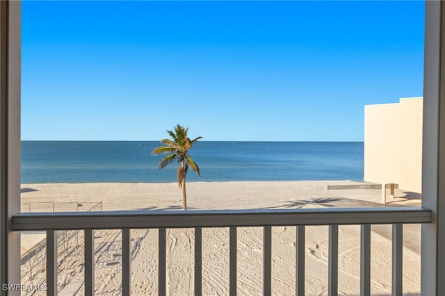 view of water feature featuring a beach view