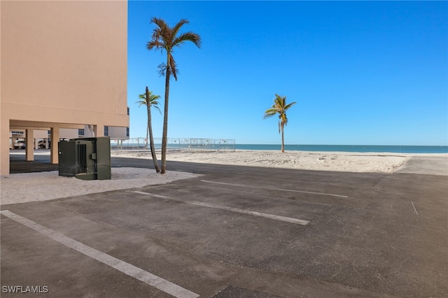 property view of water with a beach view