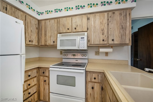 kitchen with white appliances and sink