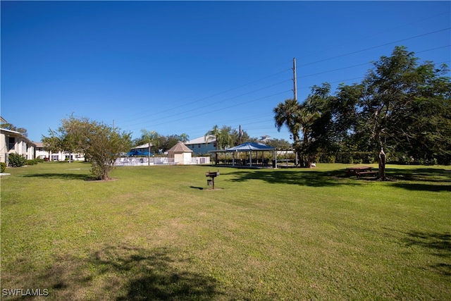 view of yard with a gazebo