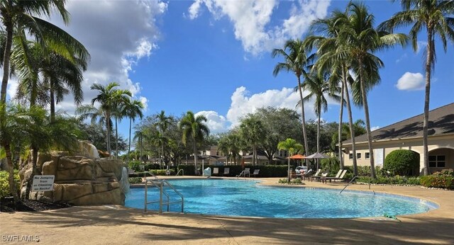 view of pool featuring a patio