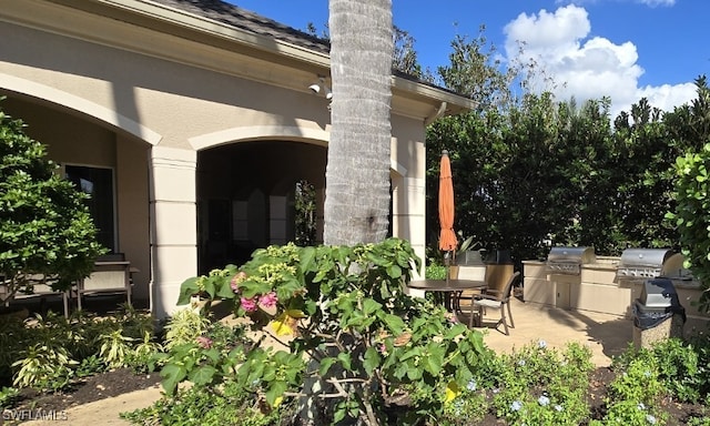 view of patio with area for grilling and exterior kitchen