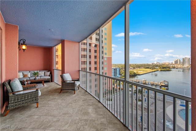 balcony with a water view