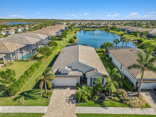 bird's eye view featuring a water view