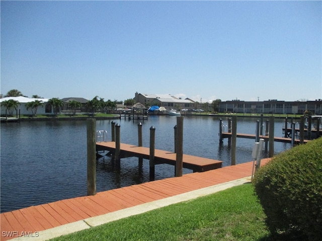 dock area featuring a water view