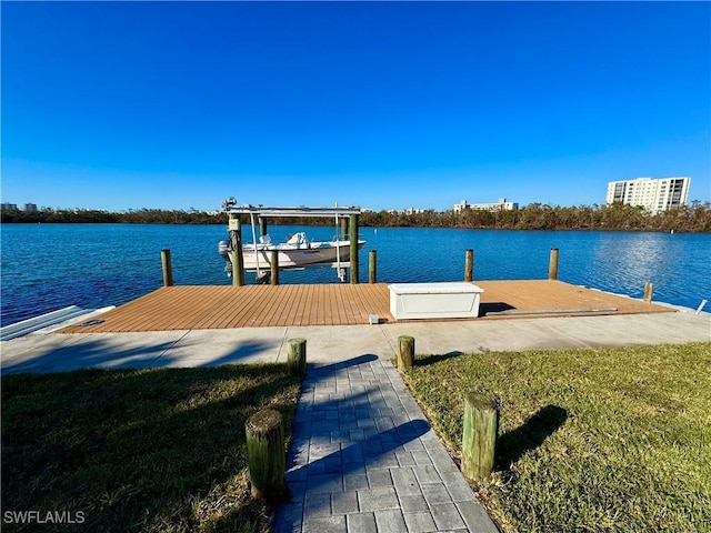 view of dock featuring a water view