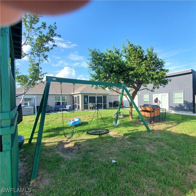 view of yard featuring a playground