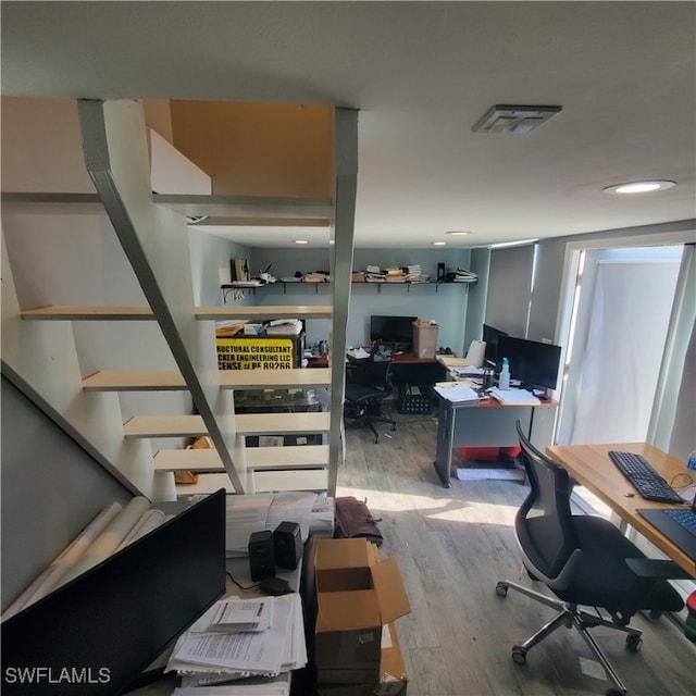 interior space with light hardwood / wood-style flooring