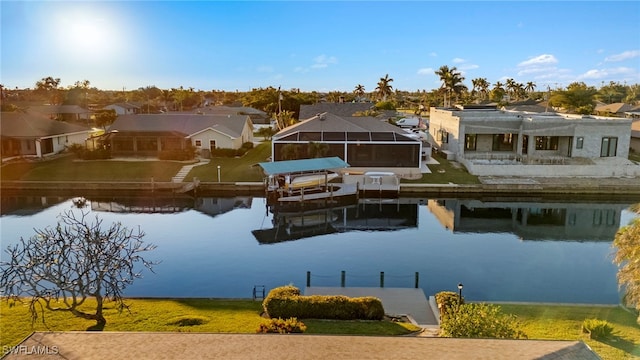 exterior space featuring a water view