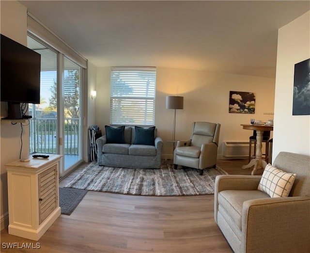 living room with light wood-type flooring