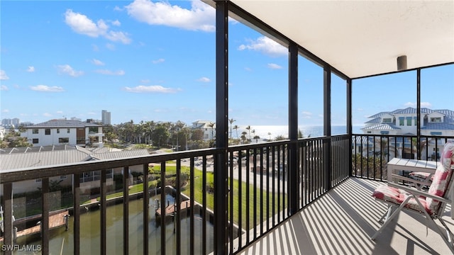 balcony with a water view