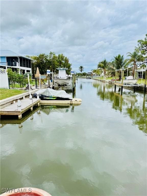 view of dock featuring a water view