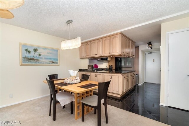 dining room with ceiling fan and a textured ceiling