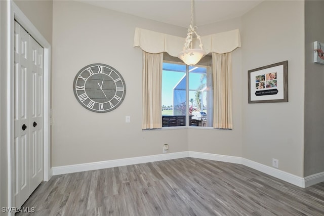 unfurnished dining area featuring hardwood / wood-style floors