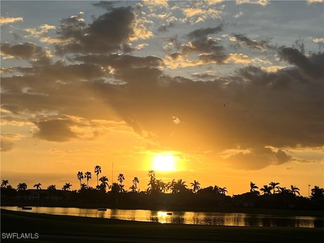 nature at dusk with a water view