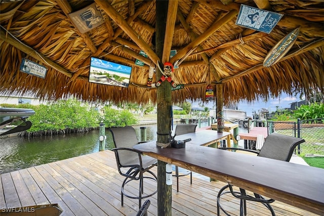 dock area featuring a gazebo