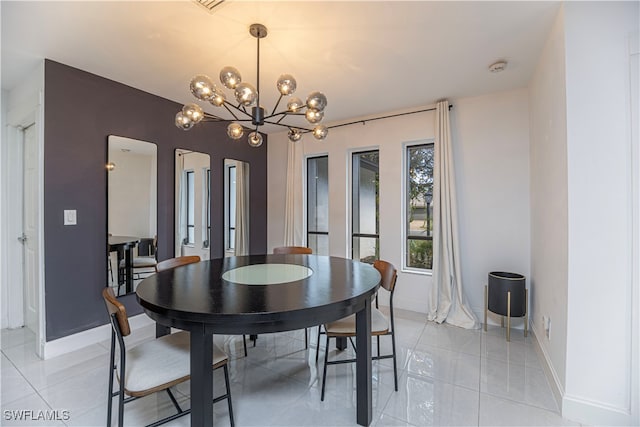 dining room featuring a chandelier