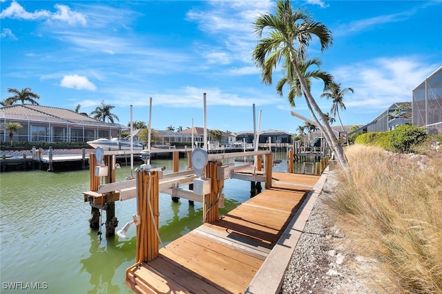 view of dock featuring a water view