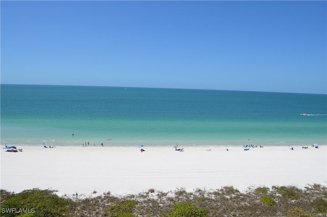 view of water feature featuring a view of the beach