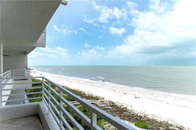 view of water feature featuring a beach view