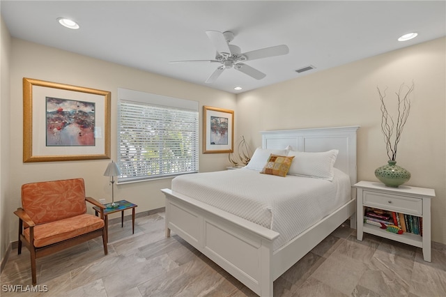 bedroom featuring ceiling fan