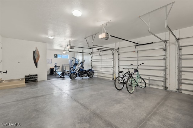 garage with a garage door opener