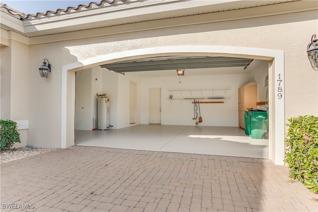 garage with water heater