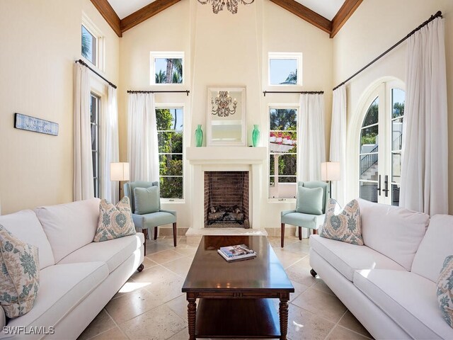 sunroom with lofted ceiling and french doors