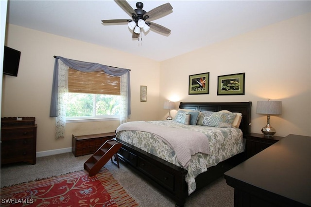 bedroom with carpet and ceiling fan