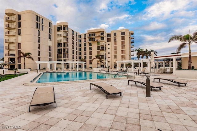 view of pool with a patio area